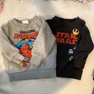 Star Wars and Spiderman graphic sweatshirts (12 month)
